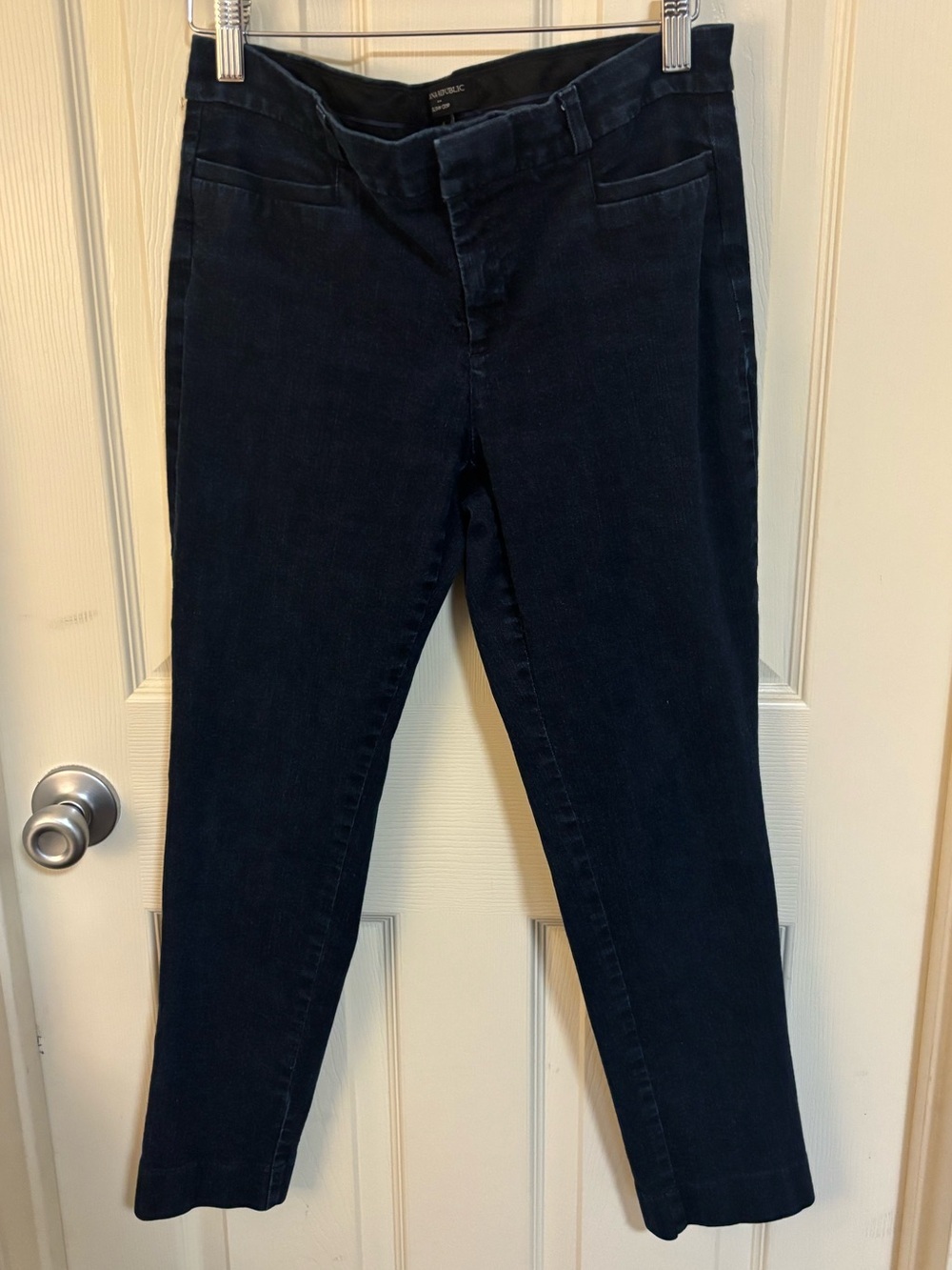 Banana Republic Sloan Crop Pants Navy Stretch Tailored Size 6 - Picture 2 of 6